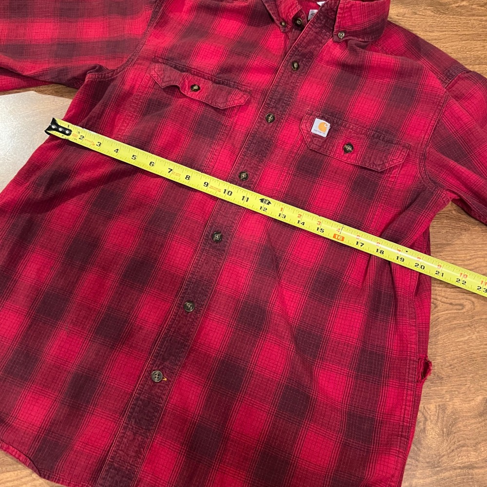 Carhartt Mens Relaxed Fit Shirt Red Black Plaid Long Sleeve Button Down M - Picture 5 of 12